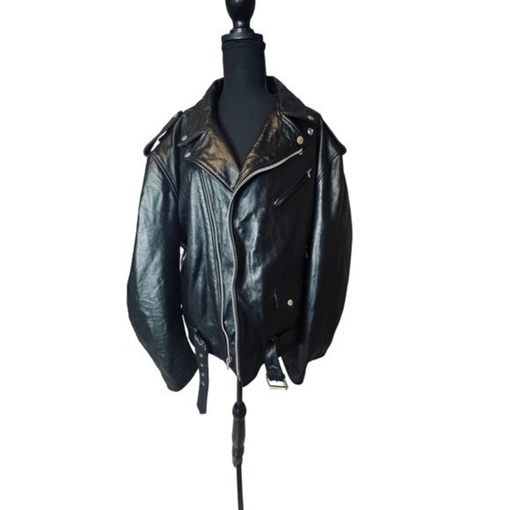 DURKEE'S EXPRESS Leather Biker‎ Jacket XXL Tall | Real Leather Moto style
